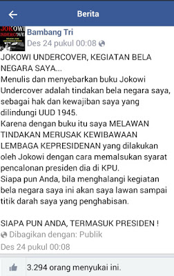 Penulis Buku ‘Jokowi Undercover’ Bambang Tri, Ditangkap Polisi