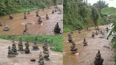 Heboh !!! Tumpukan Batu berjejer Di Sungai Cidahu Sukabumi