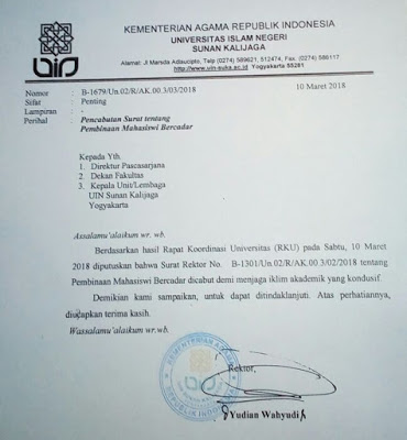 Demi Jaga Kondusifitas, Rektor UIN Sunan Kalijaga Cabut Larangan Mahasiswi Bercadar