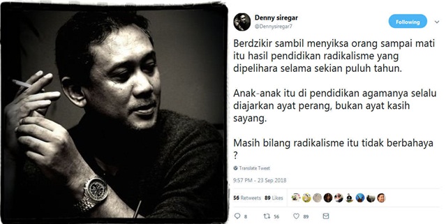 Kicauan Pegiat Medsos Denny Siregar Terkait Video Pengeroyokan Anggota Jakmania, Tuai Reaksi Keras