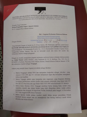 Advokat Elvan Gomes, SH Resmi Gugat  Tim IndonesiaLeaks ke Pengadilan