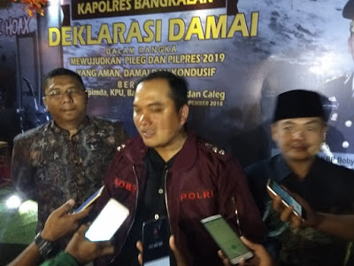 Kapolres Bangkalan Kemas  Deklarasi Pemilu Damai Dalam Acara “Cangkrukan Kamtibmas”